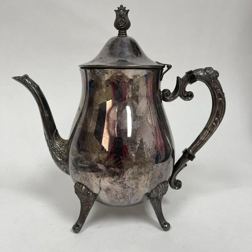 Leonard Silver-plate Tea Coffee Pot‎ Hinged Lid 9